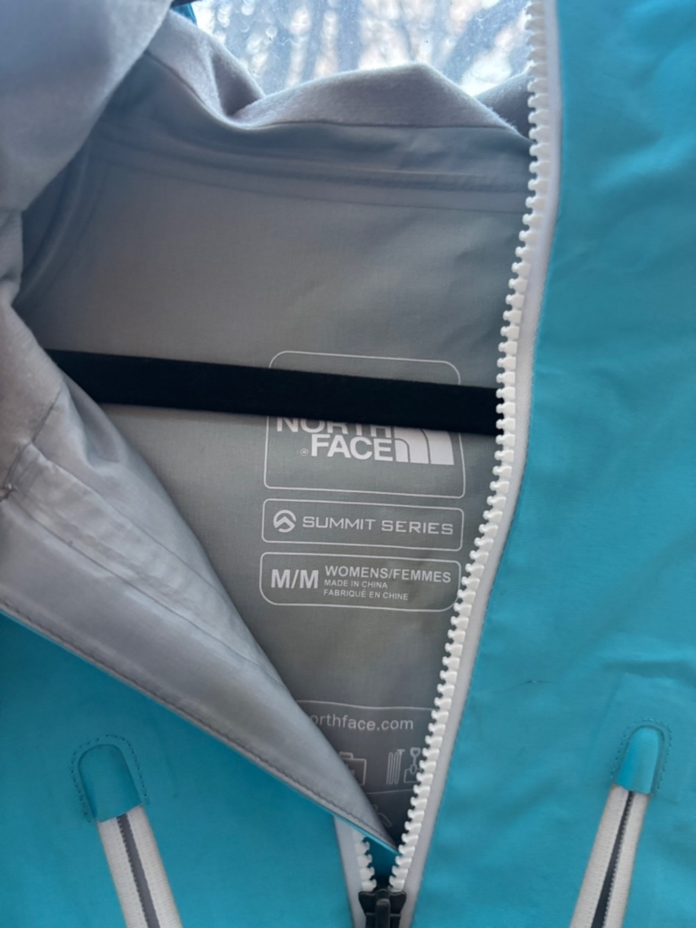 North Face Summit Series Women's M Shell Jacket Aqua Blue Yellow Zip Technical - Picture 3 of 11